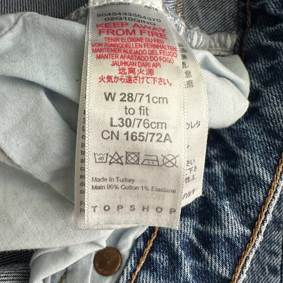 2/$30 Topshop Straight High Rise Button-fly Straight Raw Hem Mid Blue W28 #9288 - Picture 8 of 10